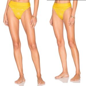 PilyQ Lace High Waist Bottom in Marigold yellow L